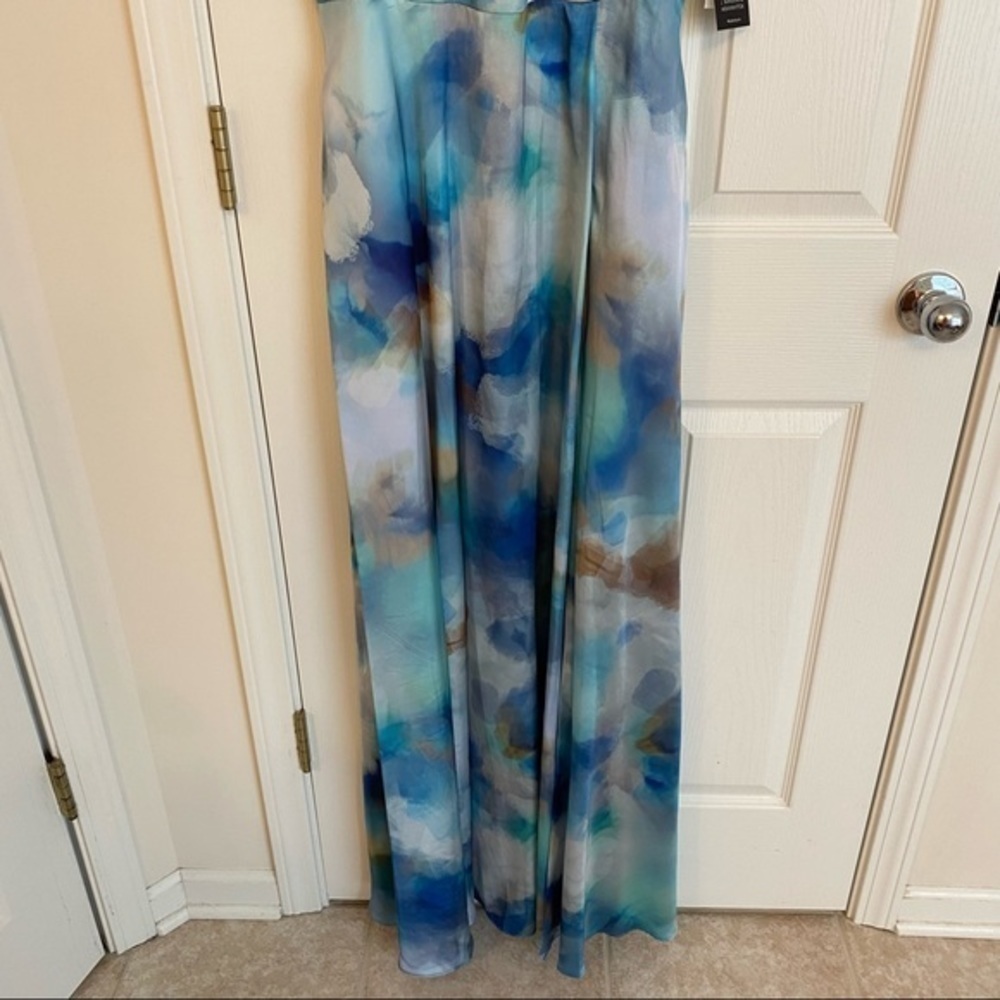 Aidan by Aidan Mattox Printed Twist-Front Maxi Dress in Blue Multi Size 12 - Picture 7 of 13